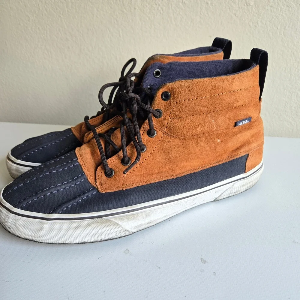 Vans Sk8-Hi Del Pato MTE Mens 12 Ginger Bread Navy Duck Boot Suede Sneakers